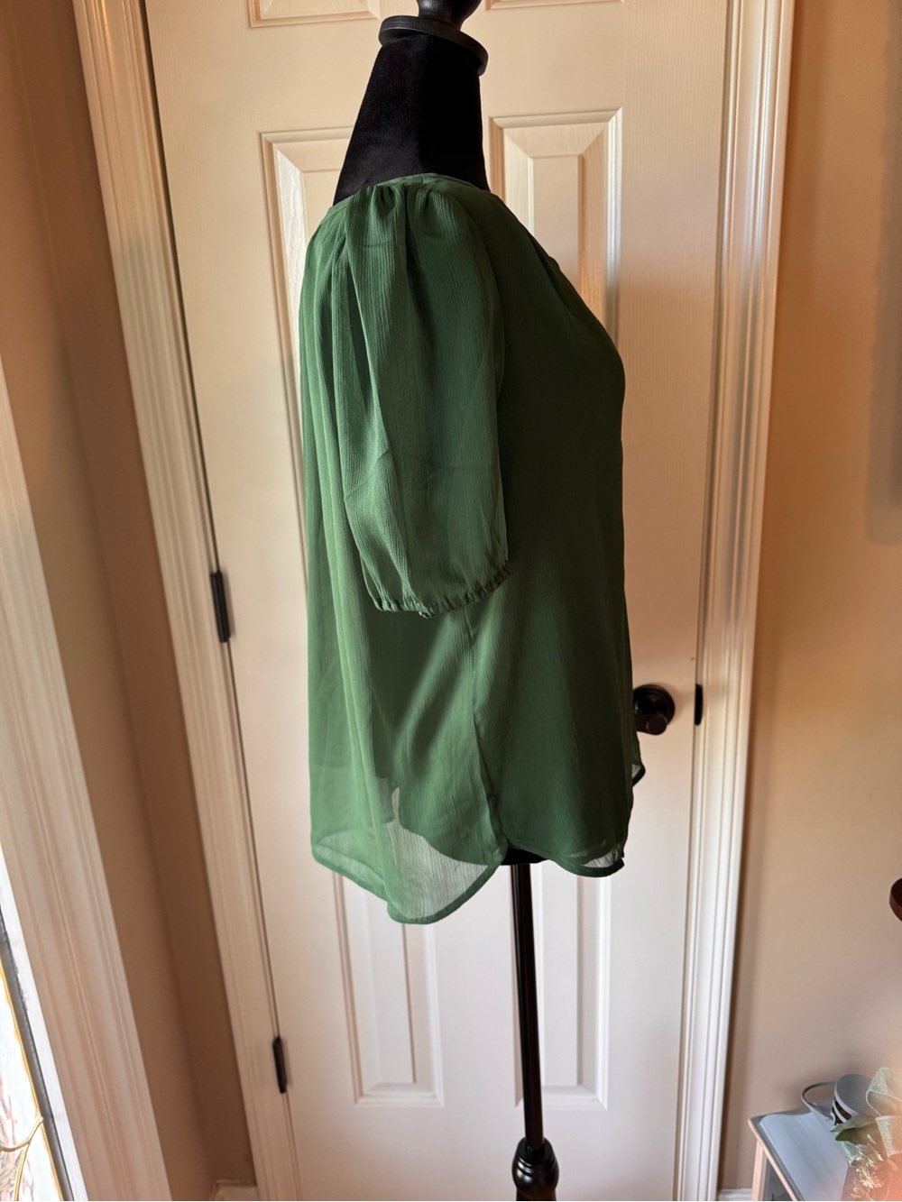 LOFT Green Short-Sleeve V-Neckline Blouse - Sz medium - NWT - Picture 5 of 10